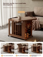 Massivholz Moderner Minimalistischer Klappbarer Couchtisch mit Stauraum für Kleine Wohnungen Wohnzimmer und Essbereich BJ041