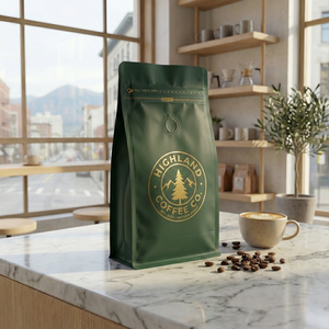 Sac à café avec valve et fermeture éclair, imprimé sur mesure en usine, fond plat, 250g 1kg, compostable, biodégradable - Product Image 4