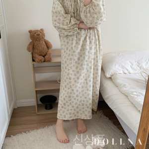 Pigiama floreale morbido traspirante da donna comodo abbigliamento quotidiano per la casa con gonna da notte tintura reattiva per uso primaverile - Product Image 5