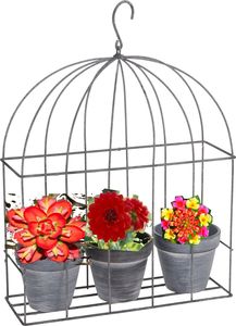 Wholesale Outdoor Garden Metal Wire Birdcage Design <strong>Plant</strong> Flower <strong>Pot</strong> Stand <strong>with</strong> Wall Hanging <strong>Hook</strong> - Product Image 6
