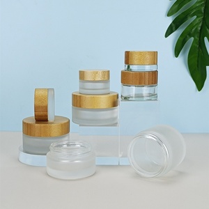 Tarros de Vidrio Ámbar para Crema Facial Cosmética con Logotipo Personalizado, Envases Vacíos para Manteca Corporal de 5g, 10g, 15g, 20g, 30g, 50g, 100g con Tapas de Bambú - Product Image 6