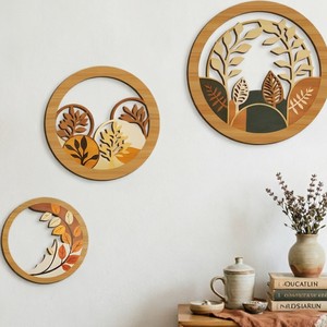 Adorno colgante de pared redondo de madera hueca transfronterizo para decoración de pared de dormitorio en el hogar, colgante artesanal de madera estilo bohemio - Product Image 2