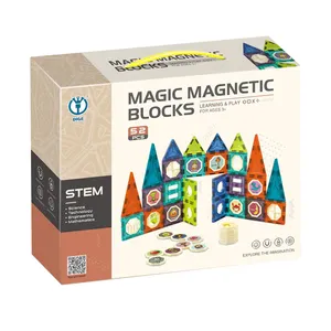 Kids Educational STEM Toys Interlocking Building Block Toys 52 PCS Plastic Bricks Magnetic Baby Building Blocks