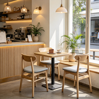 Ensemble de table et de chaises de salle à manger modernes et minimalistes avec plateau en bois et pieds en métal pour restaurant, café, maison, mobilier commercial