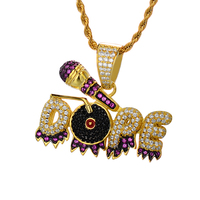 Colgante con letras Iced Out para hombre y mujer, joyería de Hip Hop chapada en oro blanco, colgante de circón completo ostentoso, collar