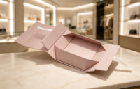 Boîte artisanale en papier rose de luxe classique, logo imprimé offset personnalisé, boîte cadeau rigide magnétique haut de gamme pour vêtements