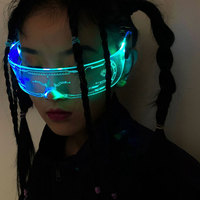 Светящиеся LED-очки в стиле киберпанк для вечеринок, подарки для гостей, футуристические косплей-очки с RGB LED-дисками для Рождества и Нового года