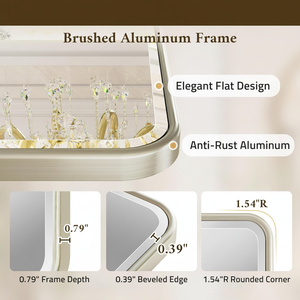 Miroir <span class=keywords><strong>de</strong></span> salle <span class=keywords><strong>de</strong></span> bain en verre trempé nickel brossé, bords biseautés, coins arrondis, design moderne pour lavabo, salon, <span class=keywords><strong>chambre</strong></span> à coucher - Product Image 5