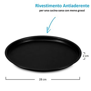 Set di 4 teglie antiaderenti da 28 cm in acciaio per pizza con supporto per forno incluso - Product Image 3