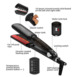 Piastra per Capelli di Lusso a Vapore Caldo con Consegna Rapida, Strumento Elettrico con Piastra <span class=keywords><strong>in</strong></span> Ceramica PTC e Funzione Infrarossi - Product Image 3