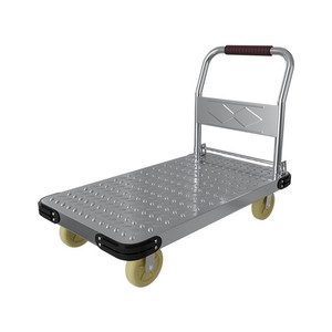 Chariot à main pliable et portable à quatre roues en acier, chariot plat pour usage domestique, livraison express, entrepôt, commerce, usage intensif - Product Image 1