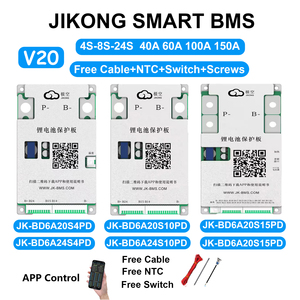 Jikong JK BMS เวอร์ชัน V20 BMS, BMS 8S-24S BT จอแสดงผลแบบแอคทีฟ40-200A 0.6A 2A สำหรับ li-ion/LiFePo4 /lto Battery BMS DISPLAY - Product Image 1