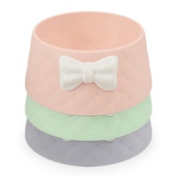 Bol pour chien et chat antidérapant facile à nettoyer, accessoires d'alimentation pour animaux de compagnie, design mignon avec nœud papillon, bol en plastique