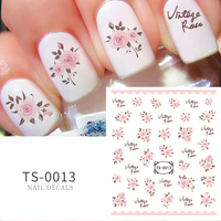 Autocollant d'art d'ongles à transfert d'eau numérique DIY, motif floral simple, rose, narcisse, cerisier, motif de langue, Zhengxiang