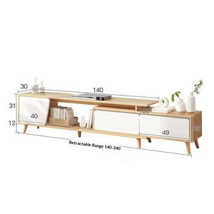 Soporte de <span class=keywords><strong>TV</strong></span> Extensible, Consola Multimedia Telescópica de Madera para Sala de Estar, Longitud Ajustable de 120-200 cm - Product Image 4