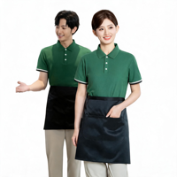 Polo unisexe en tissu tricoté en polyester, écologique, avec impression par transfert thermique, à manches courtes et fermeture boutonnée, pour uniforme de café-bar et restaurant
