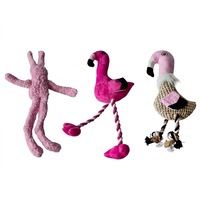 Promotion en stock : Pack de jouets interactifs pour chien, jouets à mâcher couineurs en peluche tricotée, motifs lapin amusant et flamant rose