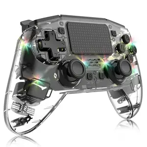Wholesale Transparent Wireless Gamepad PS4 Joystick With 7 Color Led Light Console BT 6-Axis Dual Motor Controller For PS3/PC