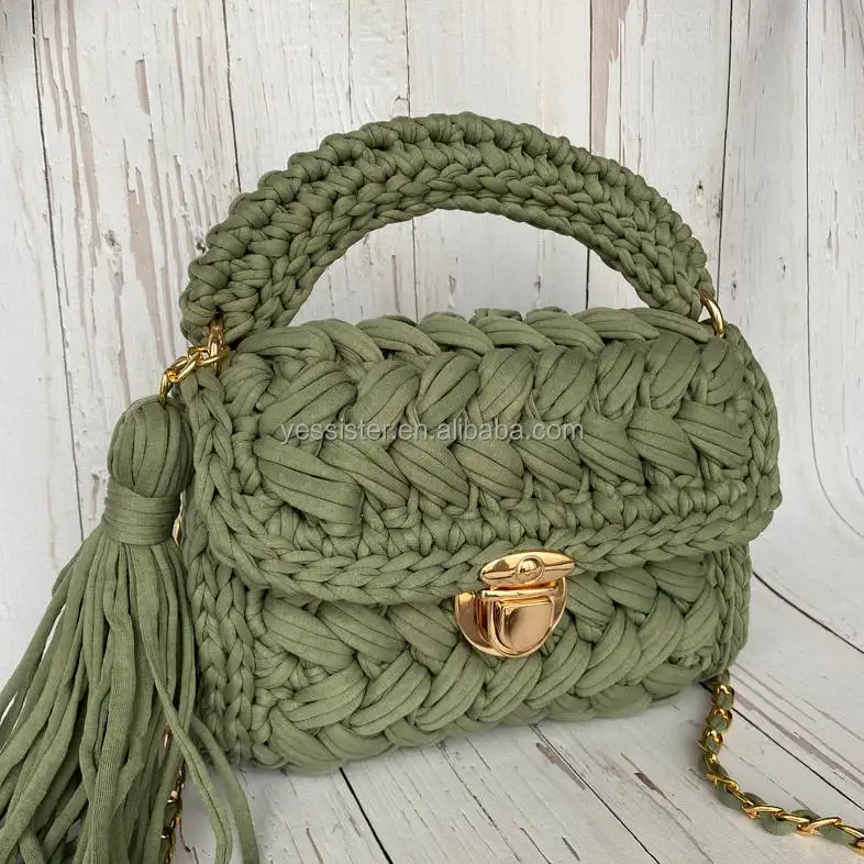 t shirt yarn crochet bags custom crochet bag handmade women Knitted Luxury HandBag popular crochet bag for women
