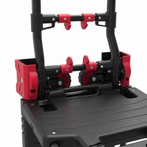 <b>Foldable</b> Hand Cart With Four Wheels Red Plastic Platform <b>Trolley</b> For Shopping And Household Use - Product Image 3