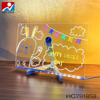 Tableau d'affichage lumineux 30x20cm avec support triangulaire et stylo coloré, tableau d'écriture LED fluorescent effaçable en acrylique