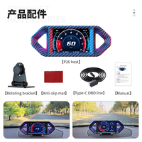 Nouveau HUD de voiture JDM 6 en 1 avec interface couleur OBD2 P26 DIY, affichage tête haute, port Type-C et suppression des codes d'erreur