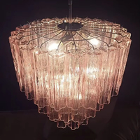 Lustre en verre de Murano, luminaire moderne pour hall d'hôtel, centre commercial, salle à manger, lampe suspendue rose pour hall d'entrée