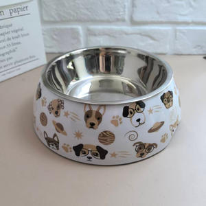 Mangkuk melamin kustom baja tahan karat mangkuk bundar tunggal makanan anjing cetak untuk kucing dan anjing - Product Image 1