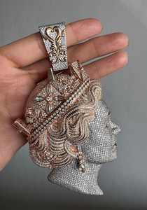 Collar con Colgante de Moneda de la Reina Isabel de Doble Cara, Moissanita VVS, Plata de Ley 925, Chapado en Oro Rosa, Joyería de Regalo - Product Image 3