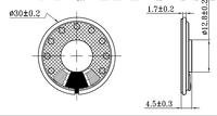 Haut-parleur rond FCE 30 mm 8Ω 0,5W pour messages vocaux/appareils connectés/appareils auditifs/terminaux de communication |   Personnalisation OEM