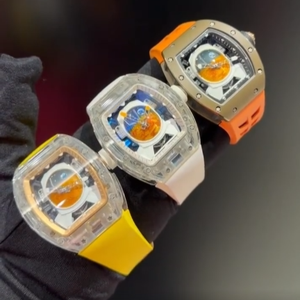 Luxury Men's RM Style Astronaut Dial Mechanical <b>Watch</b> Tonneau Carbon Fiber Case Orange <b>Rubber</b> Strapwaterproof fashion Wristwatch - Product Image 6
