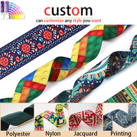 Sangle de sangle en polyester de 2 pouces de large Design coloré Sangle imprimée Accessoire pour vêtements Sangle de guitare Sangle