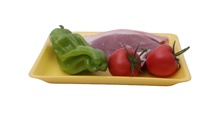 Emballage de viande de légume fruit PET biodégradable recyclable jetable de taille standard Plateau en mousse de restaurant avec coussin absorbant