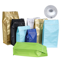Sachet Doypack personnalisé avec logo du fabricant, à fermeture éclair, pour emballage de noix, de thé en poudre, de café et de grains, à fond plat et avec valve