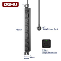 PDU de rack de centre de données 1U certifié ETL FCC, multiprise US à 8 prises avec prises 20A, protection contre les surtensions 2100J, 2500W