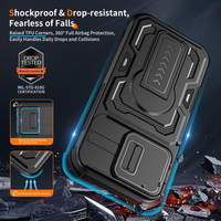 Nouvelle coque robuste LeYi avec cache-caméra coulissant, béquille et protection antichoc pour iPhone 17, 15, 16, 14 Pro Max Air