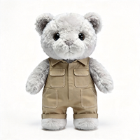 Ours en peluche gris en gros, personnalisés en forme d'animaux, jouets en peluche en vrac avec vêtements, ours en peluche personnalisés