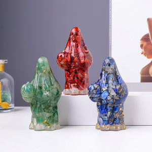 Figurine <span class=keywords><strong>fantôme</strong></span> en résine avec copeaux de cristal naturel et citrouille, statue d'Halloween pour la décoration intérieure, ornement spirituel de guérison Reiki, cadeau - Product Image 5