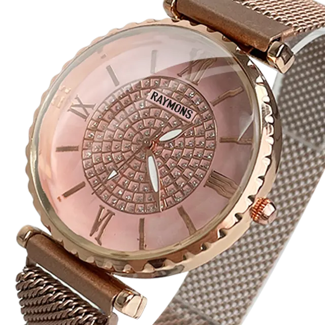 RAYMONS Hot Sale rose gold luxury watch, women custom logo waterproof wristwatch for lady