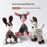 Jouet en peluche couineur pour chien, jouet à mâcher durable en polaire à motif de maïs, jouet pour animaux de compagnie en forme d'âne ou de chèvre pour chiens de petite et moyenne taille