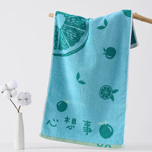 ผ้าขนหนูผ้าฝ้ายลายการ์ตูน 34x75 ซม. ผ้าขนหนูเช็ดหน้าที่อ่อนโยนต่อผิวสำหรับใช้ในบ้านสีเขียวและสีส้ม - Product Image 4