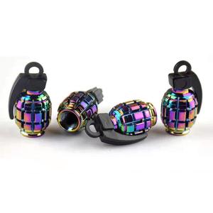 Tapa de válvula Rainbow Grenade de aleación de aluminio con acabado iridiscente para neumáticos de bicicleta - Product Image 2