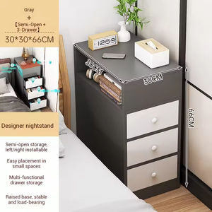 Mesa de Noche Esquinera Multifuncional Moderna, Ecológica, Duradera, para Espacios Pequeños, Gabinete de Almacenamiento Ultra Estrecho, Mesa Auxiliar para Cama - Product Image 4