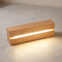 Base de lampe LED en bois USB, support de veilleuse en acrylique, support de lampe rectangulaire, base de lampe 3D en bois, lampe de table, décoration de chambre