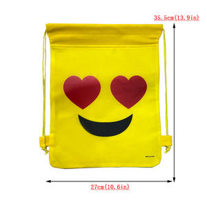 Vente chaude drôle sac à dos de rangement jaune motif drôle sourire heureux visage sacs à cordon - Product Image 3