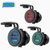 ELEWIND Connecteur USB double étanche IP68 avec charge rapide QC 3.0, contact en laiton et boîtier PC pour voiture et yacht