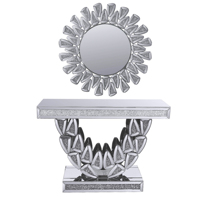 Table console de luxe scintillante effet diamant broyé avec miroir, mobilier de haute qualité - Offre Spéciale