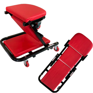 Asiento rodante plegable tipo Z de alta resistencia, rojo, ajustable, para mecánico automotriz, silla de taller, reparación de automóviles, suave - Product Image 1