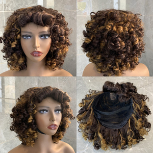 วิกผมจริงแบบไม่ใช้กาววิกผมคนแบบหนาสองชั้นทำเป็นลอนวิกผมบ๊อบสั้น100วิกผมบ็อบสำหรับผู้หญิง - Product Image 3