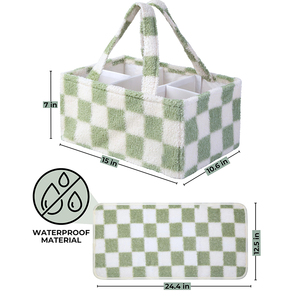 Portable Teddy Fleece Diaper Caddy Organizer Style classique <span class=keywords><strong>Sac</strong></span> fourre-tout à carreaux Matelas à <span class=keywords><strong>langer</strong></span> Séparateurs amovibles pour les parents occupés - Product Image 2
